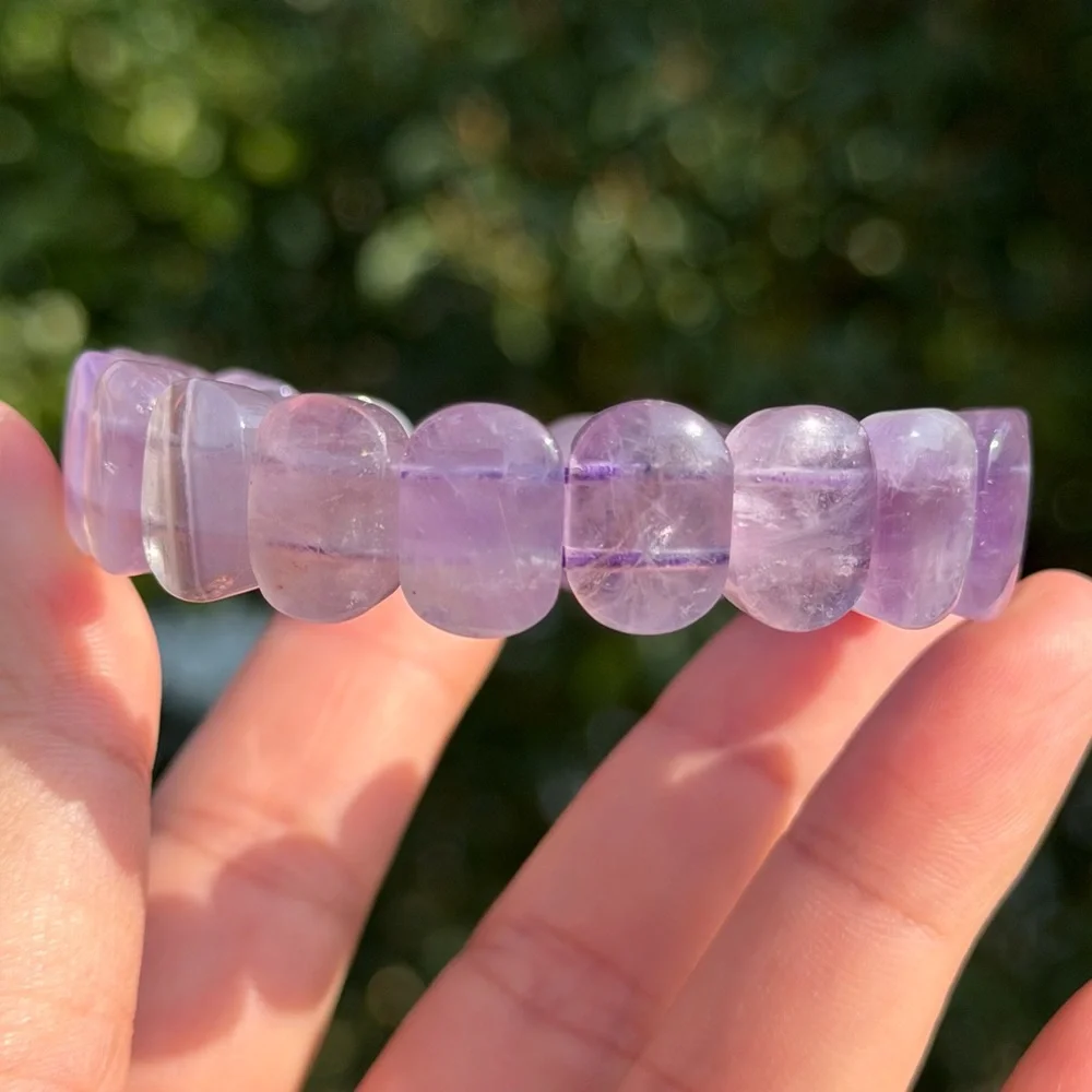 Stretchable dainty natural purple amethyst soft bangle 1181‎